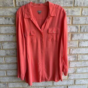 J. Jill Long Sleeve V-Neck Bottons Front Blouse Women's Size XL.